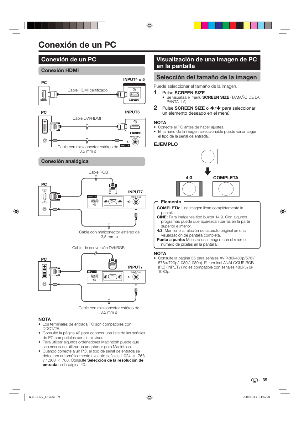 Conexión de un pc | Pioneer KRL-37V User Manual | Page 281 / 338