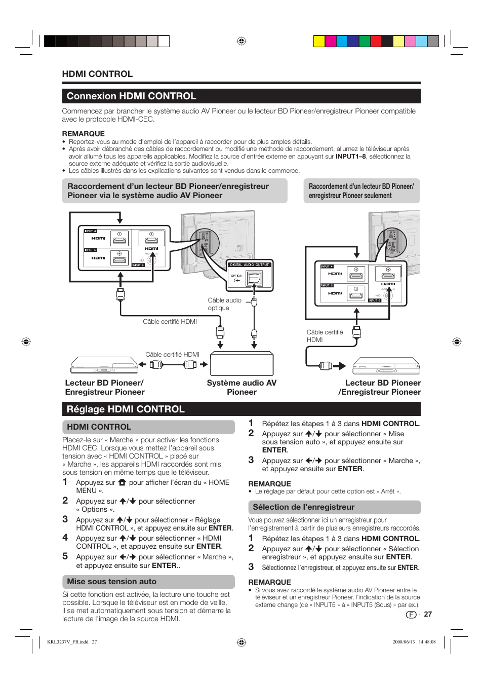 Connexion hdmi control | Pioneer KRL-37V User Manual | Page 77 / 338