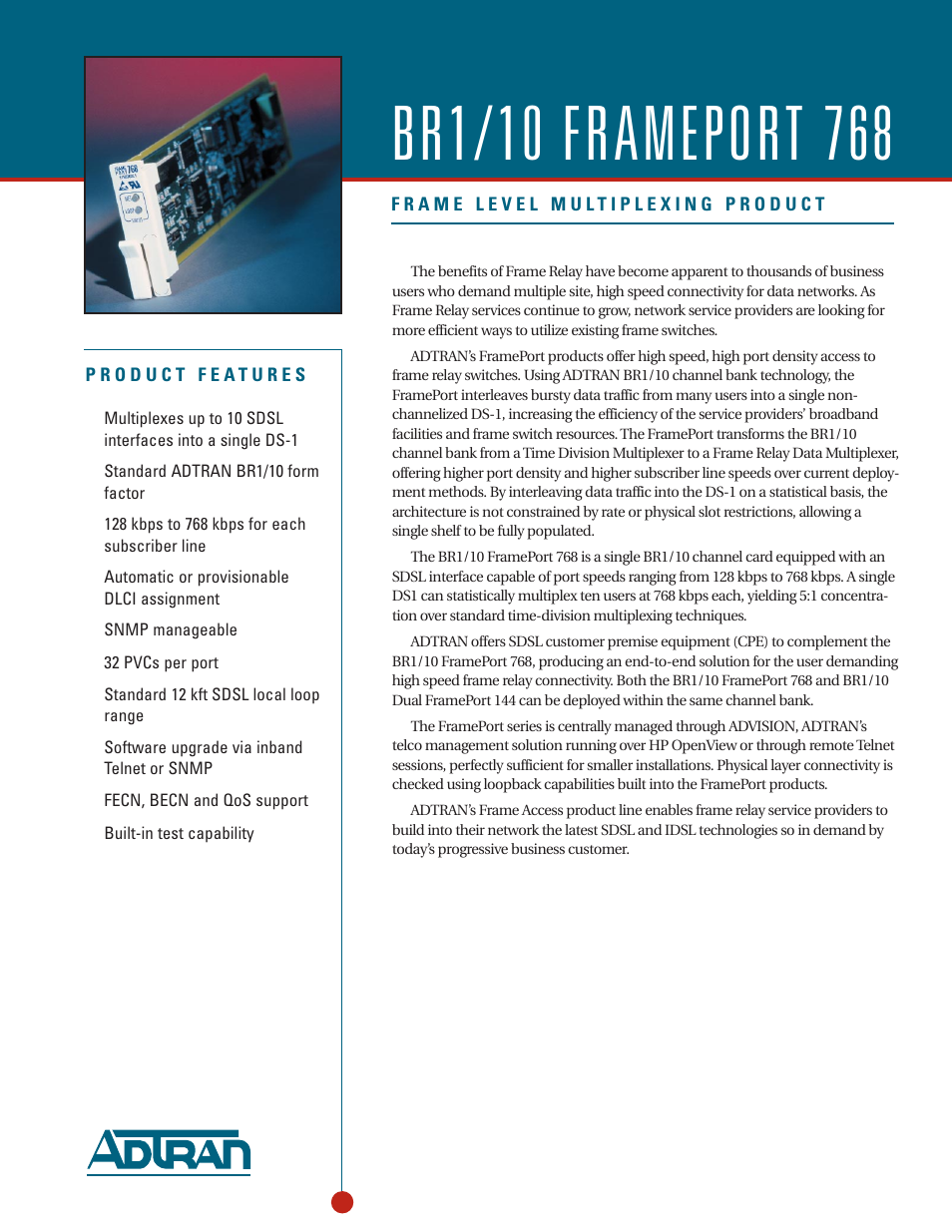 ADTRAN Frameport 768 User Manual | 2 pages