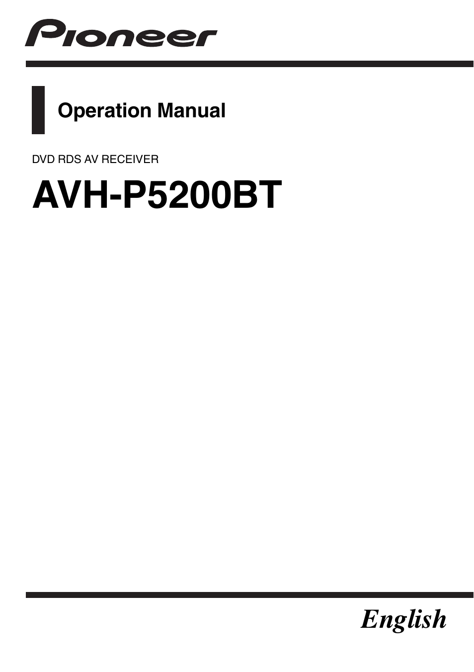 Pioneer AVH-P5200BT User Manual | 92 pages