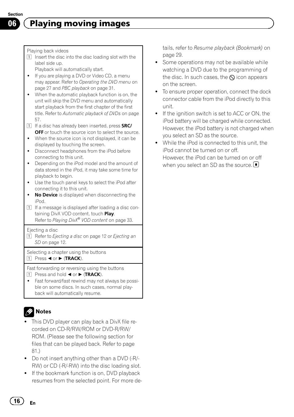 06 playing moving images | Pioneer AVH-P5200BT User Manual | Page 16 / 92