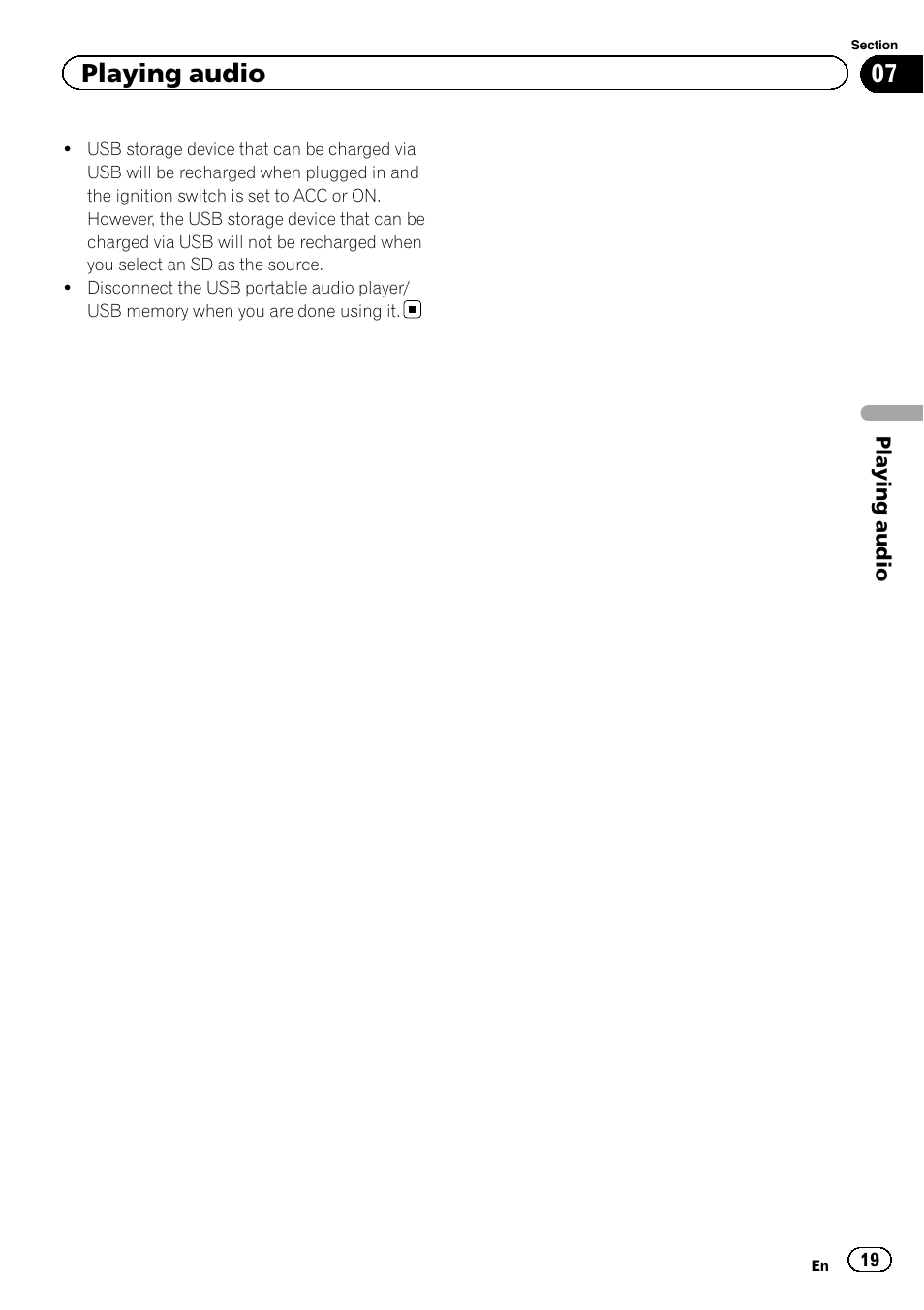 Playing audio | Pioneer AVH-P5200BT User Manual | Page 19 / 92