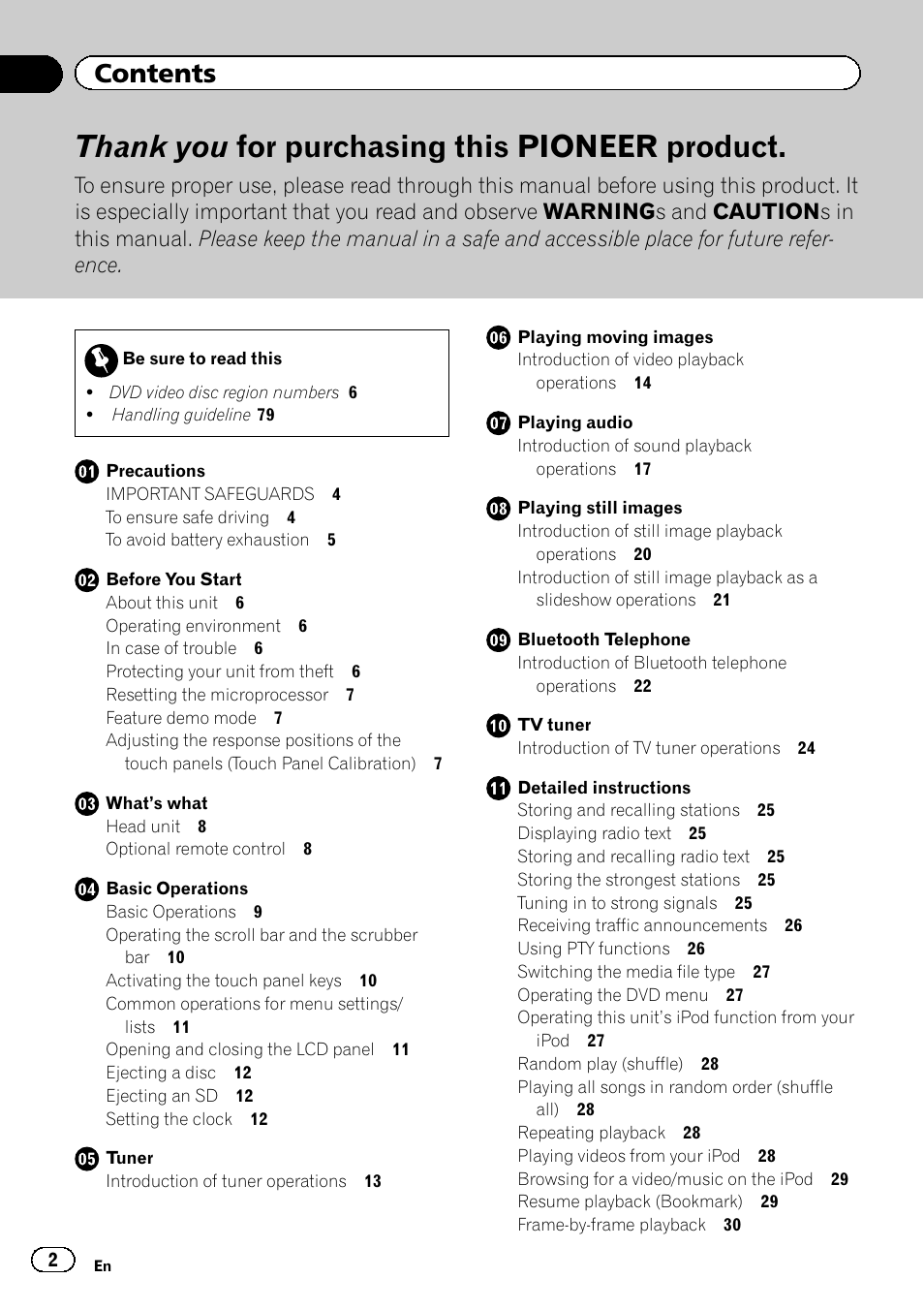 Pioneer AVH-P5200BT User Manual | Page 2 / 92