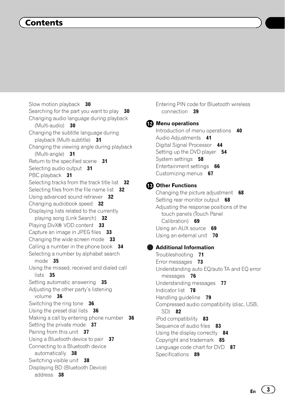 Pioneer AVH-P5200BT User Manual | Page 3 / 92