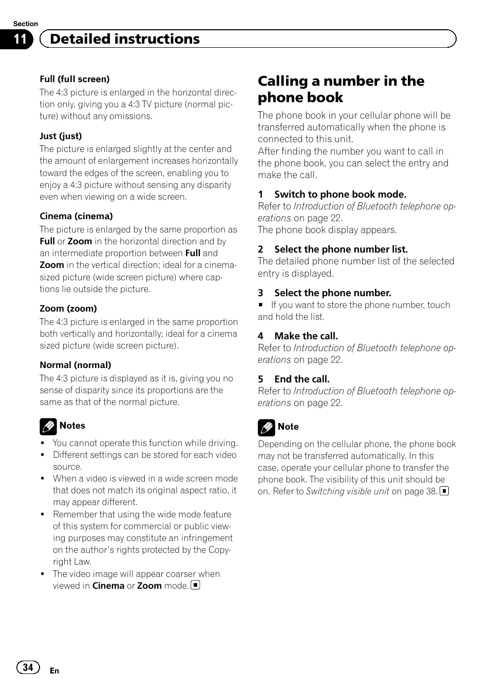 Calling a number in the phone book, 11 detailed instructions | Pioneer AVH-P5200BT User Manual | Page 34 / 92