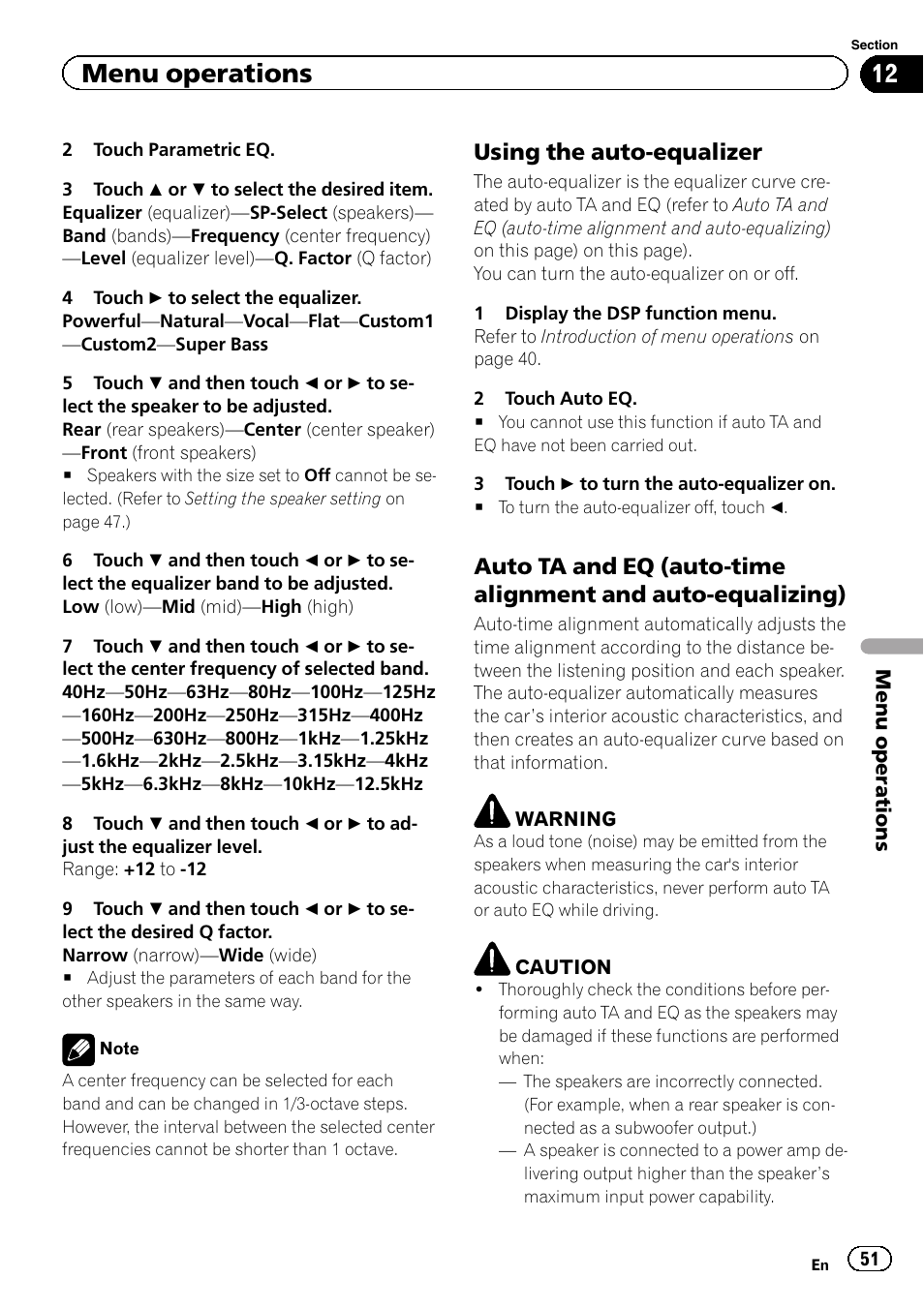 Menu operations, Using the auto-equalizer | Pioneer AVH-P5200BT User Manual | Page 51 / 92