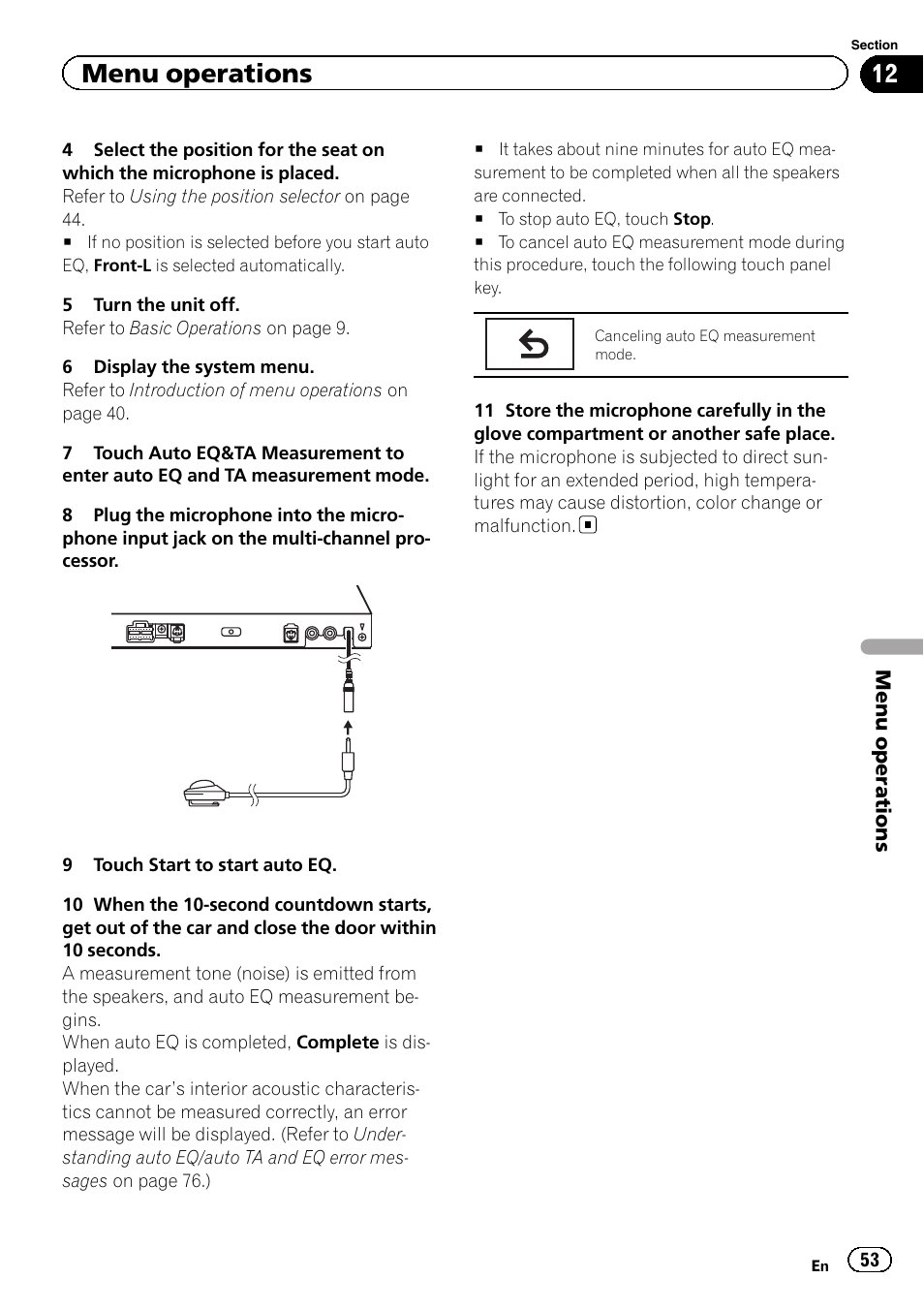 Menu operations | Pioneer AVH-P5200BT User Manual | Page 53 / 92