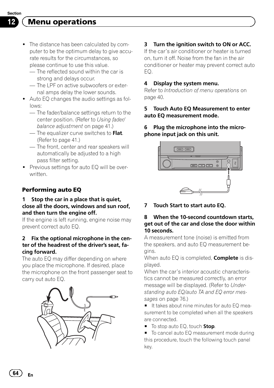 12 menu operations | Pioneer AVH-P5200BT User Manual | Page 64 / 92