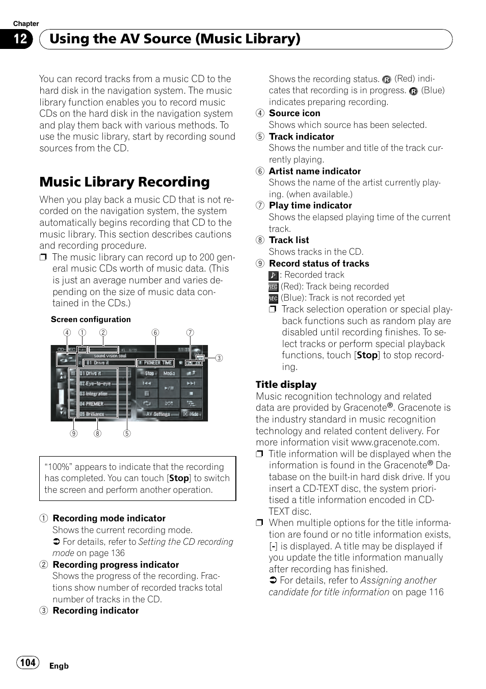Music library recording, Using the av source (music library) | Pioneer AVIC-HD3-II User Manual | Page 104 / 193