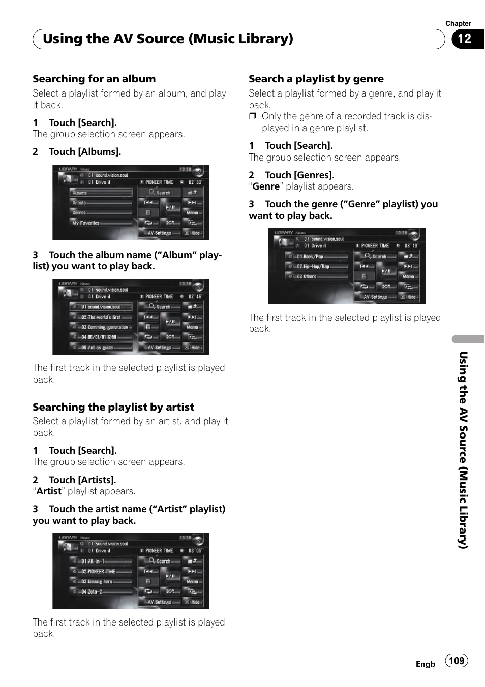 Using the av source (music library) | Pioneer AVIC-HD3-II User Manual | Page 109 / 193