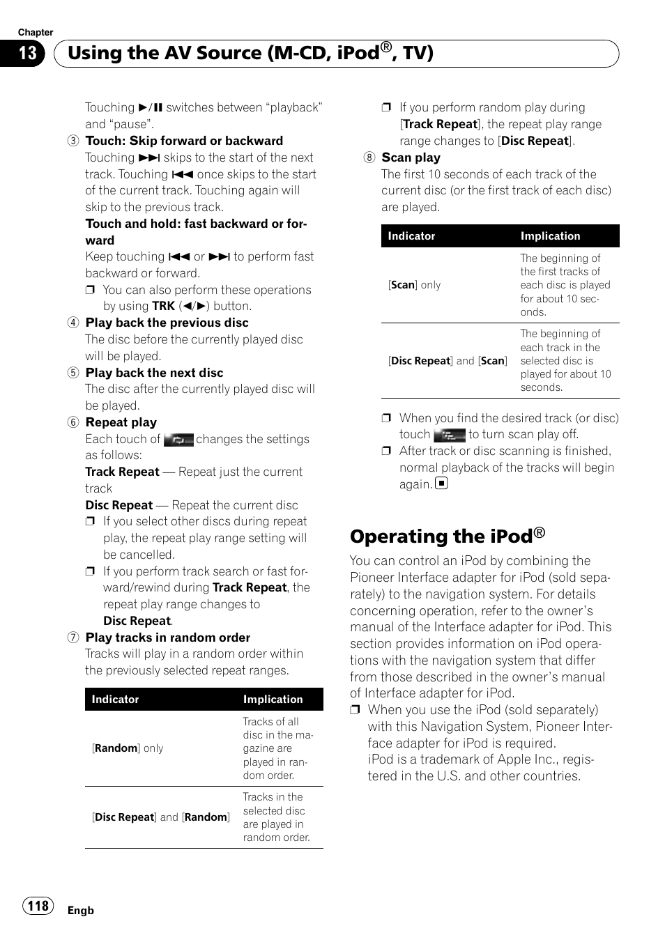 Operating the ipod, Using the av source (m-cd, ipod | Pioneer AVIC-HD3-II User Manual | Page 118 / 193