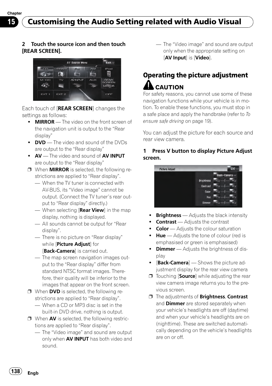 Operating the picture adjustment 138, Operating the picture adjustment | Pioneer AVIC-HD3-II User Manual | Page 138 / 193