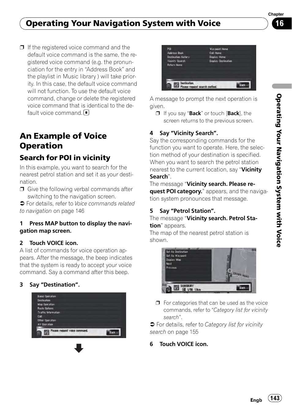 An example of voice operation, Search for poi in vicinity 143, Operating your navigation system with voice | Search for poi in vicinity | Pioneer AVIC-HD3-II User Manual | Page 143 / 193