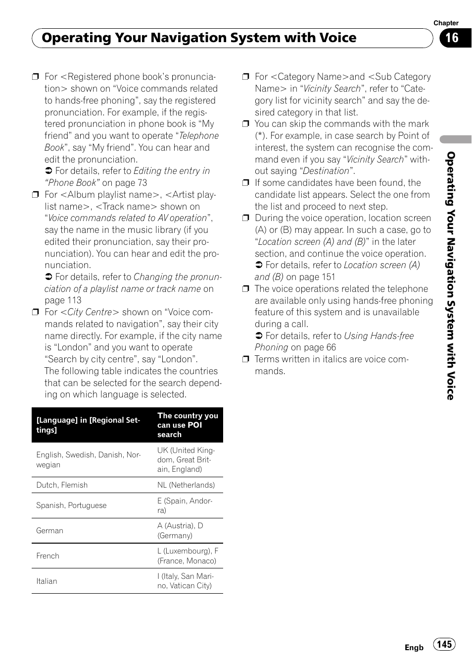 Operating your navigation system with voice | Pioneer AVIC-HD3-II User Manual | Page 145 / 193