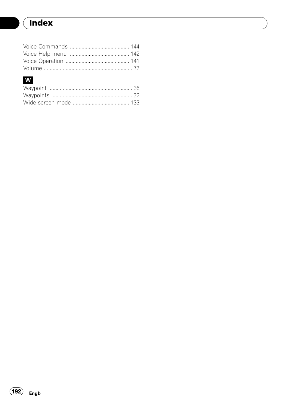 Index | Pioneer AVIC-HD3-II User Manual | Page 192 / 193