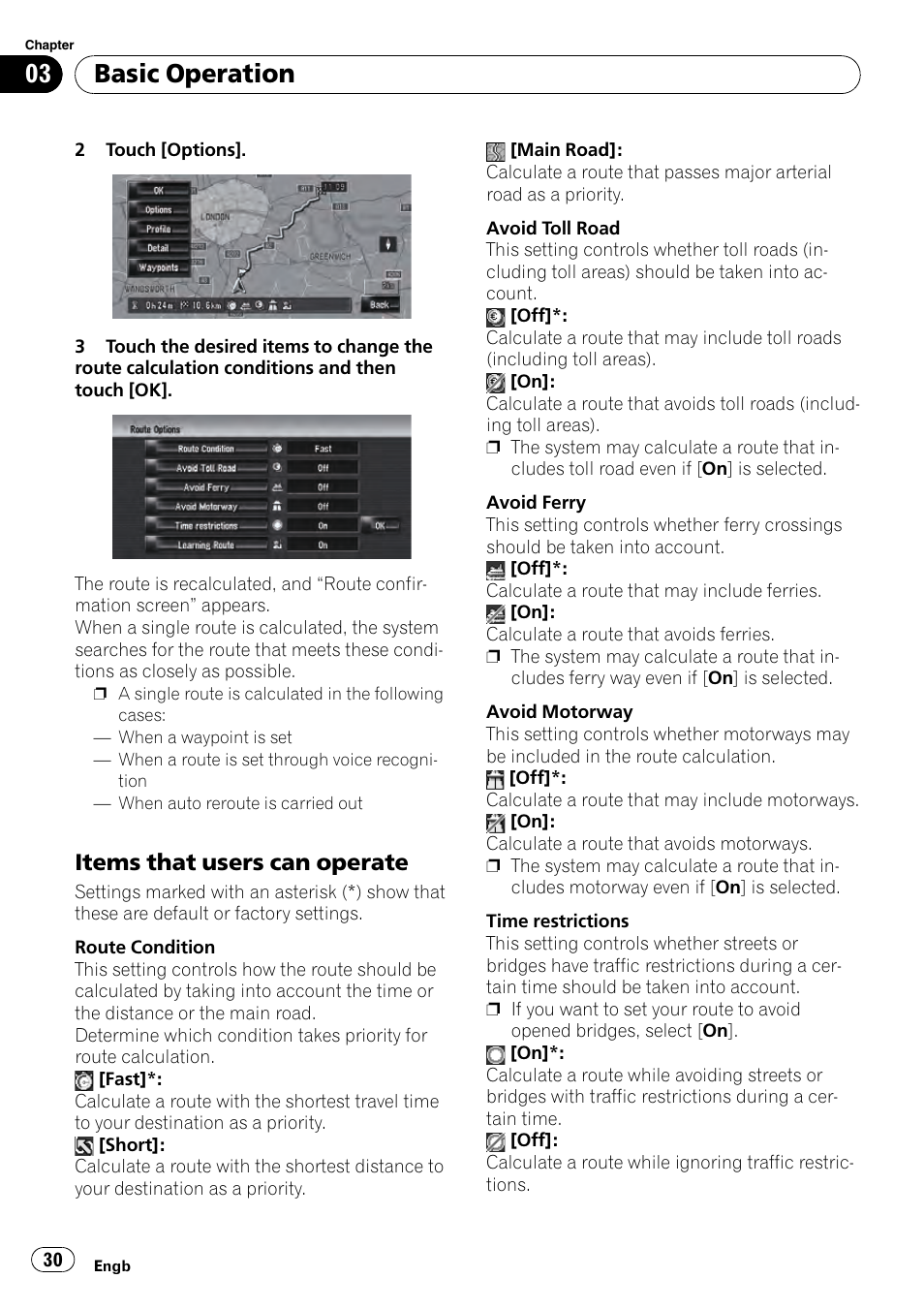 Items that users can operate 30, Basic operation, Items that users can operate | Pioneer AVIC-HD3-II User Manual | Page 30 / 193