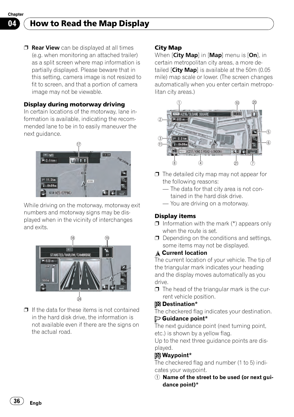 How to read the map display | Pioneer AVIC-HD3-II User Manual | Page 36 / 193