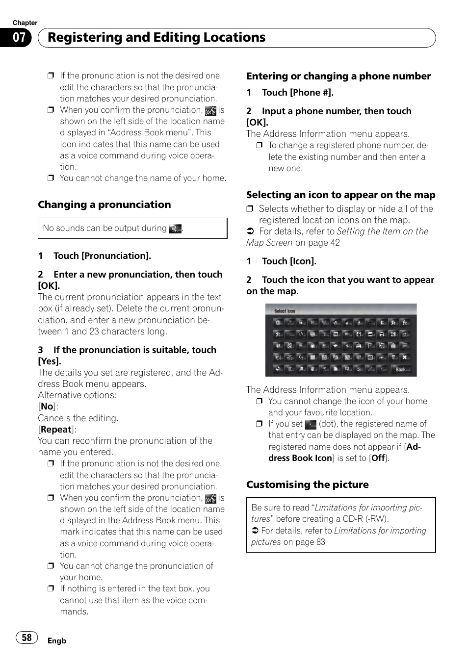 Registering and editing locations | Pioneer AVIC-HD3-II User Manual | Page 58 / 193
