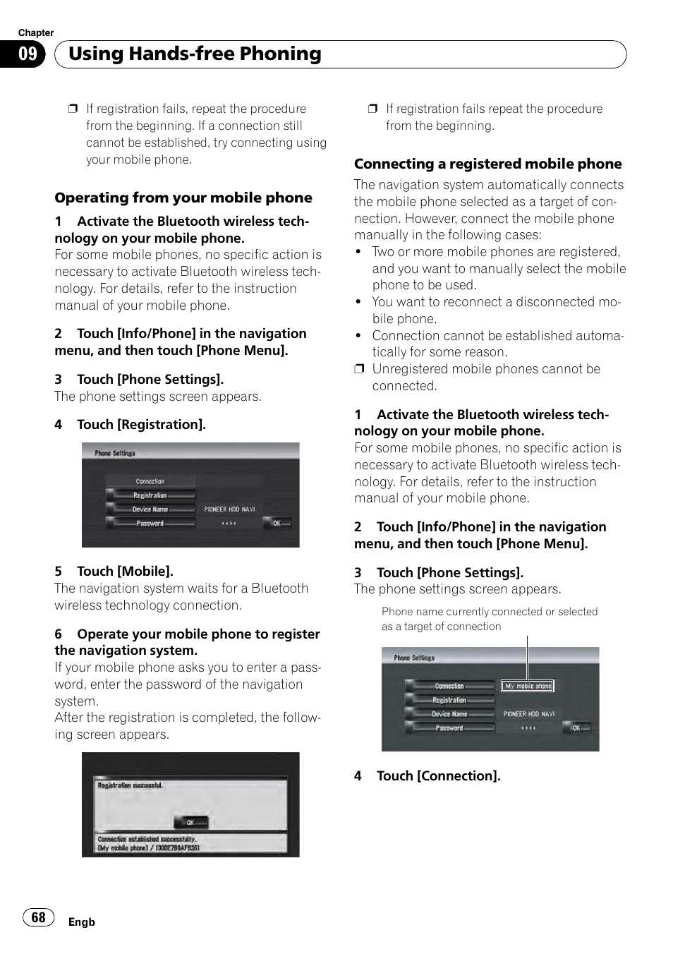 Using hands-free phoning | Pioneer AVIC-HD3-II User Manual | Page 68 / 193