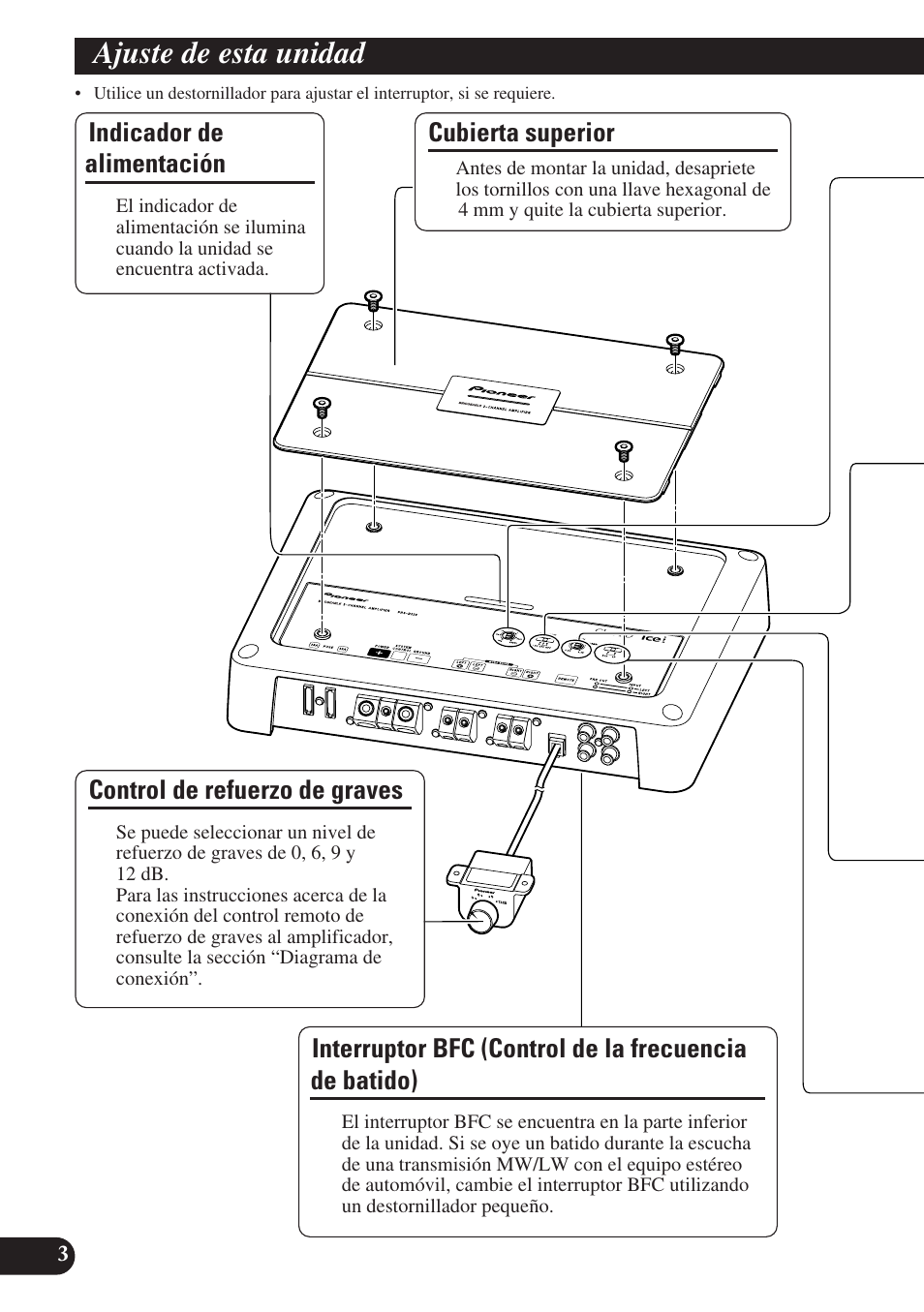 Ajuste de esta unidad, Control de la frecuencia de batido) | Pioneer PRS-D220 User Manual | Page 18 / 99