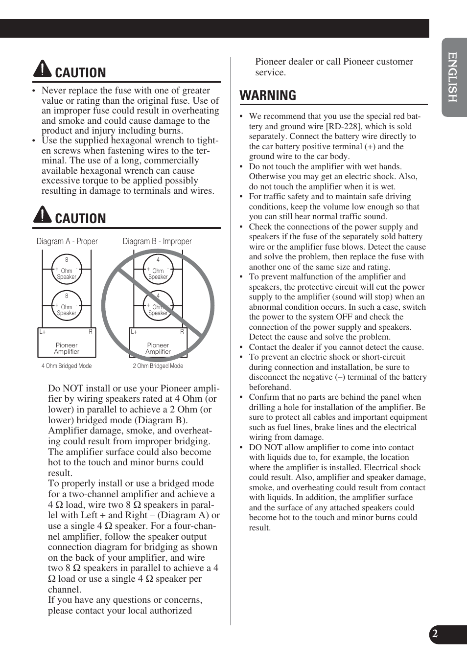 Caution caution warning, Caution, Warning | Pioneer PRS-D220 User Manual | Page 3 / 99