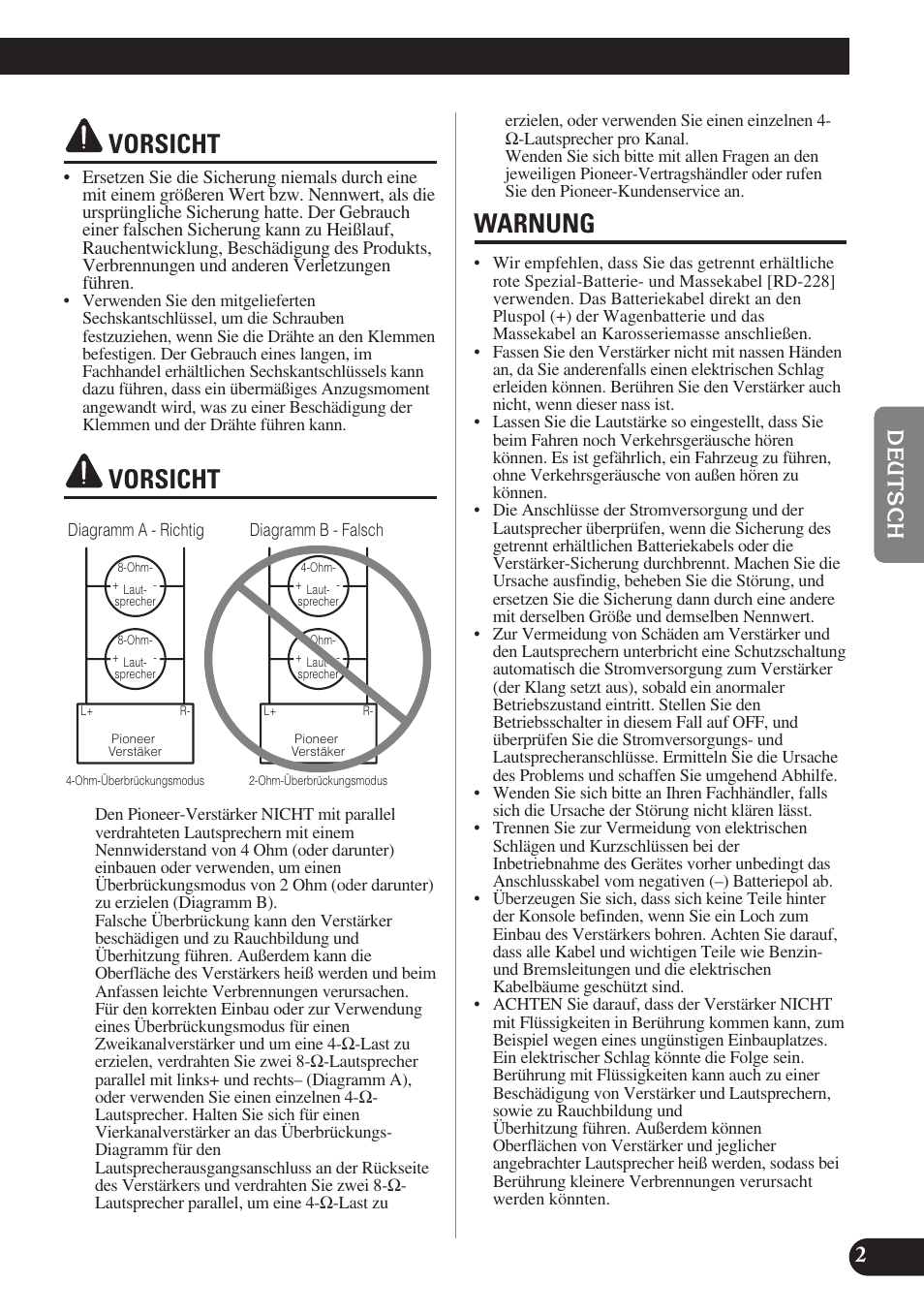 Vorsicht vorsicht warnung, Vorsicht, Warnung | Pioneer PRS-D220 User Manual | Page 31 / 99