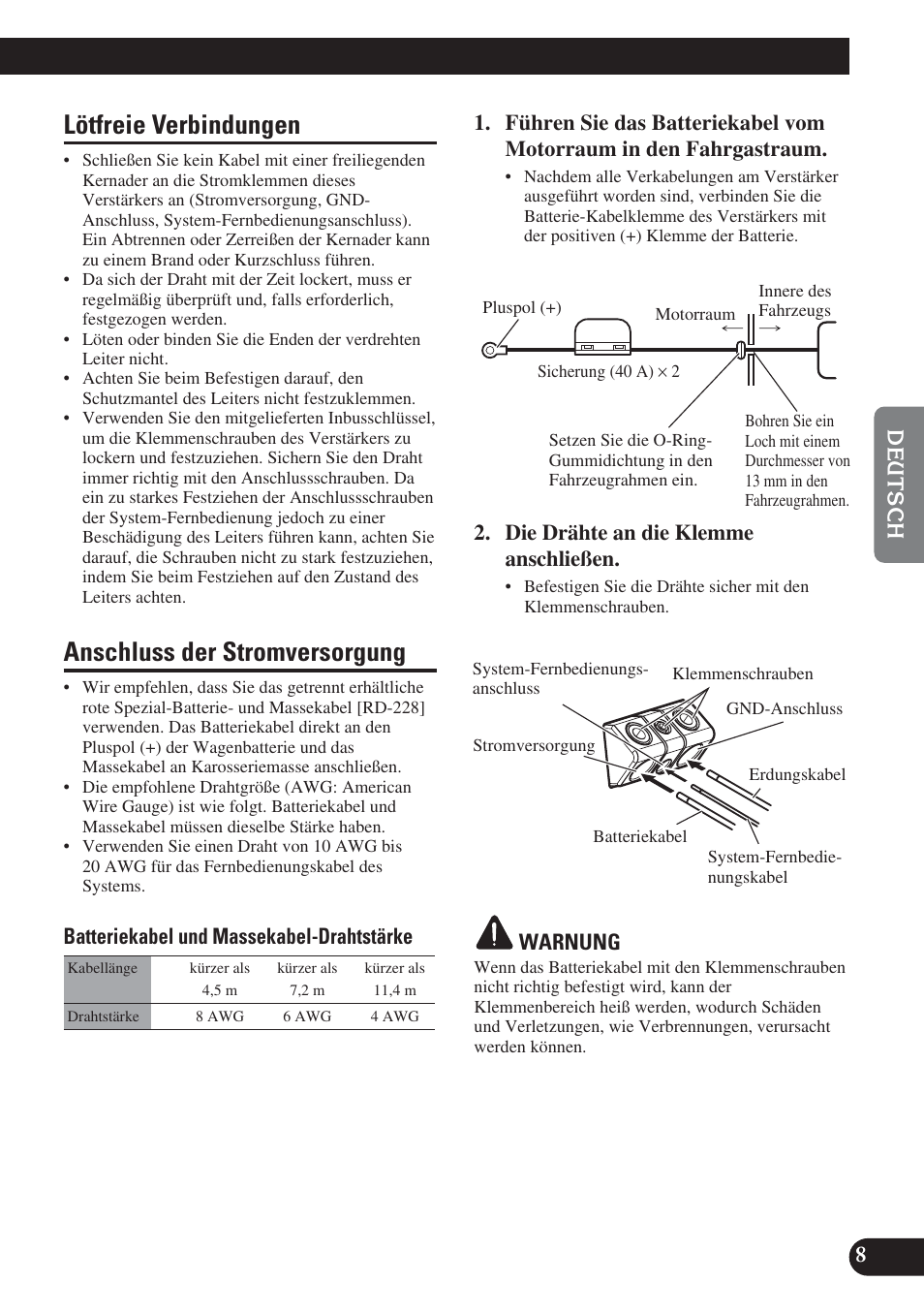 Lötfreie verbindungen, Anschluss der stromversorgung | Pioneer PRS-D220 User Manual | Page 37 / 99