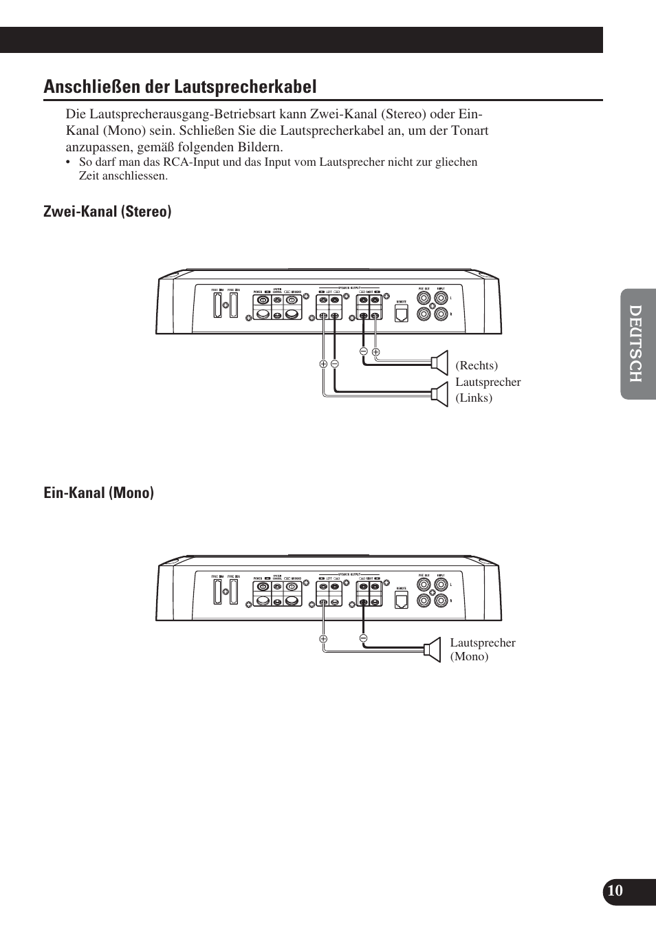 Anschließen der lautsprecherkabel | Pioneer PRS-D220 User Manual | Page 39 / 99