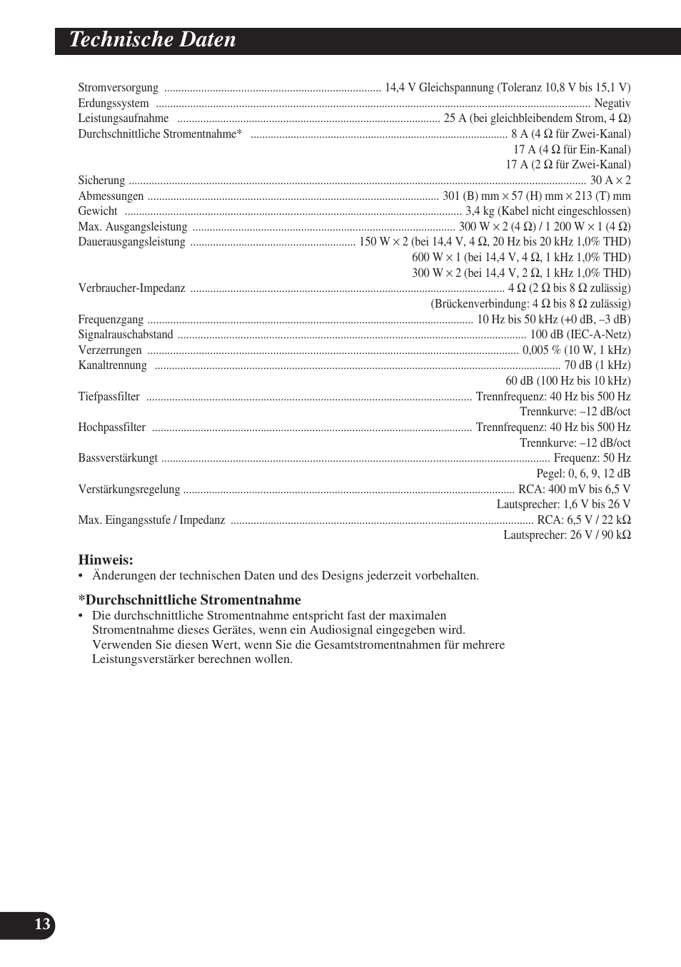 Technische daten | Pioneer PRS-D220 User Manual | Page 42 / 99