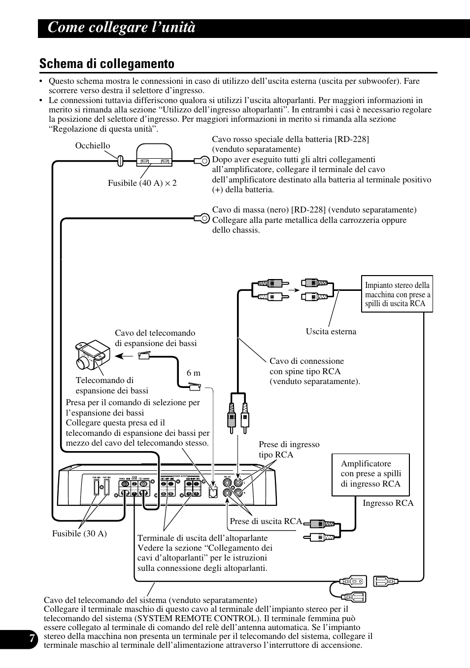 Schema di collegamento, Come collegare l’unità | Pioneer PRS-D220 User Manual | Page 64 / 99