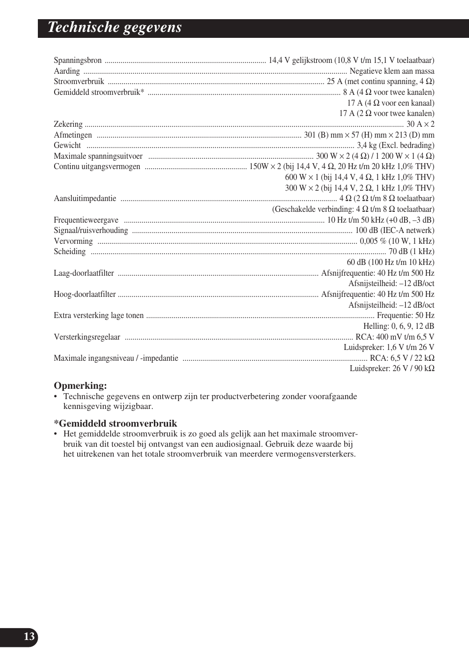 Technische gegevens | Pioneer PRS-D220 User Manual | Page 84 / 99