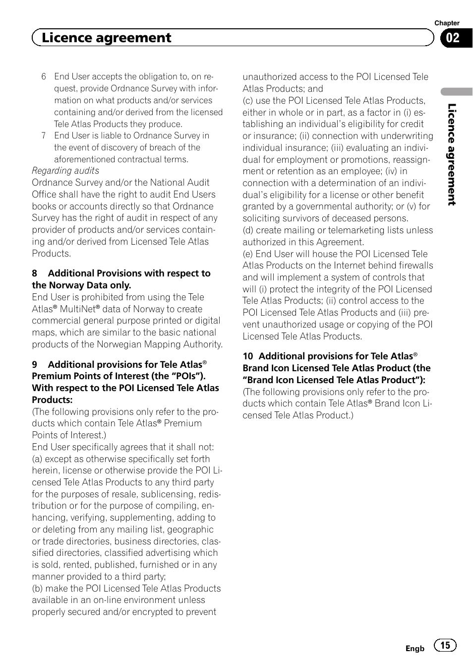 Licence agreement | Pioneer CNSD-350FM User Manual | Page 15 / 32