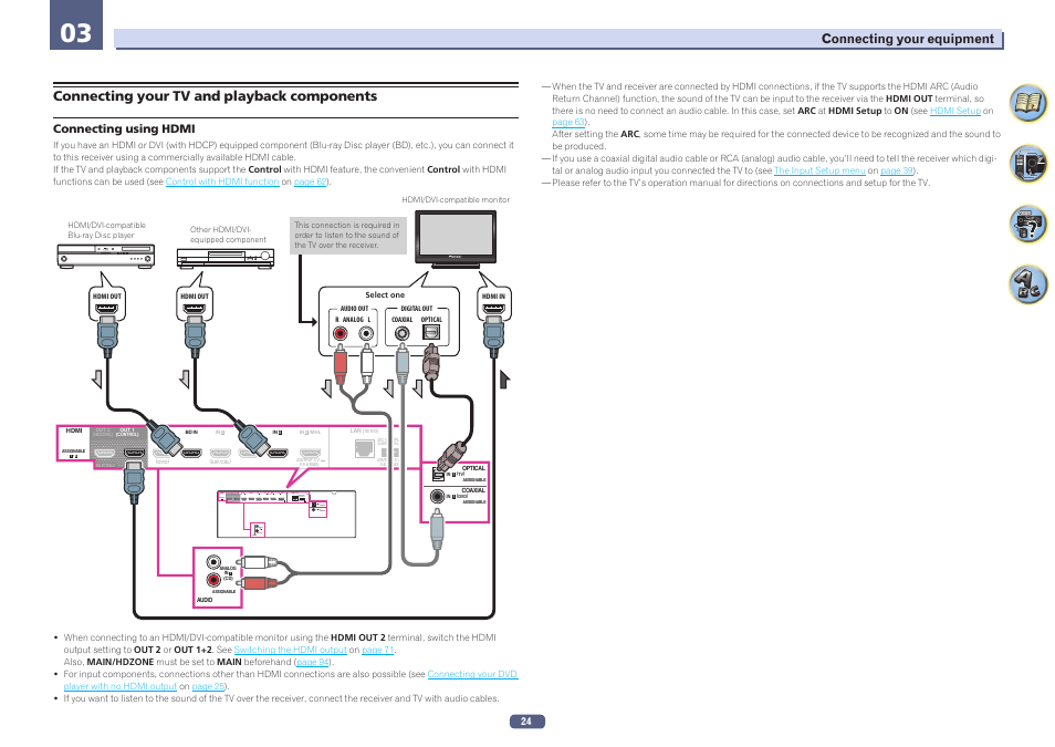 Connecting your tv and playback components | Pioneer VSX-924-S User Manual | Page 24 / 123
