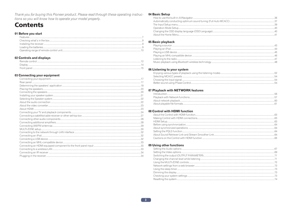 Pioneer VSX-924-S User Manual | Page 3 / 123