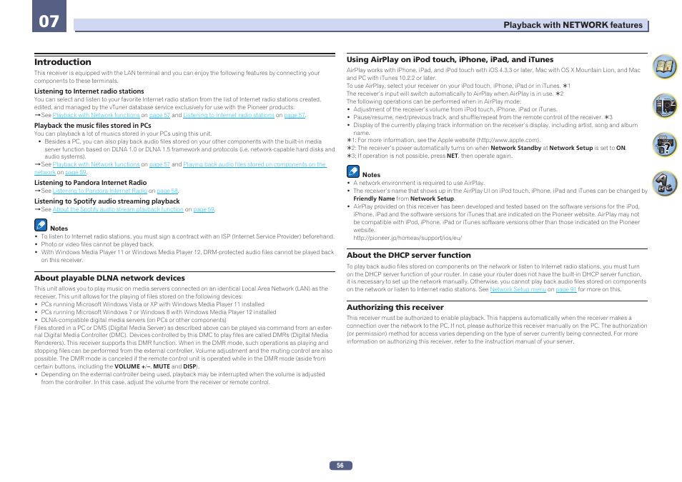 07 playback with network features, Introduction | Pioneer VSX-924-S User Manual | Page 56 / 123