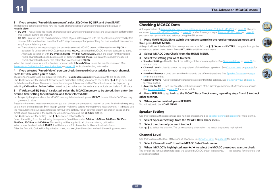 Checking mcacc data | Pioneer VSX-924-S User Manual | Page 86 / 123
