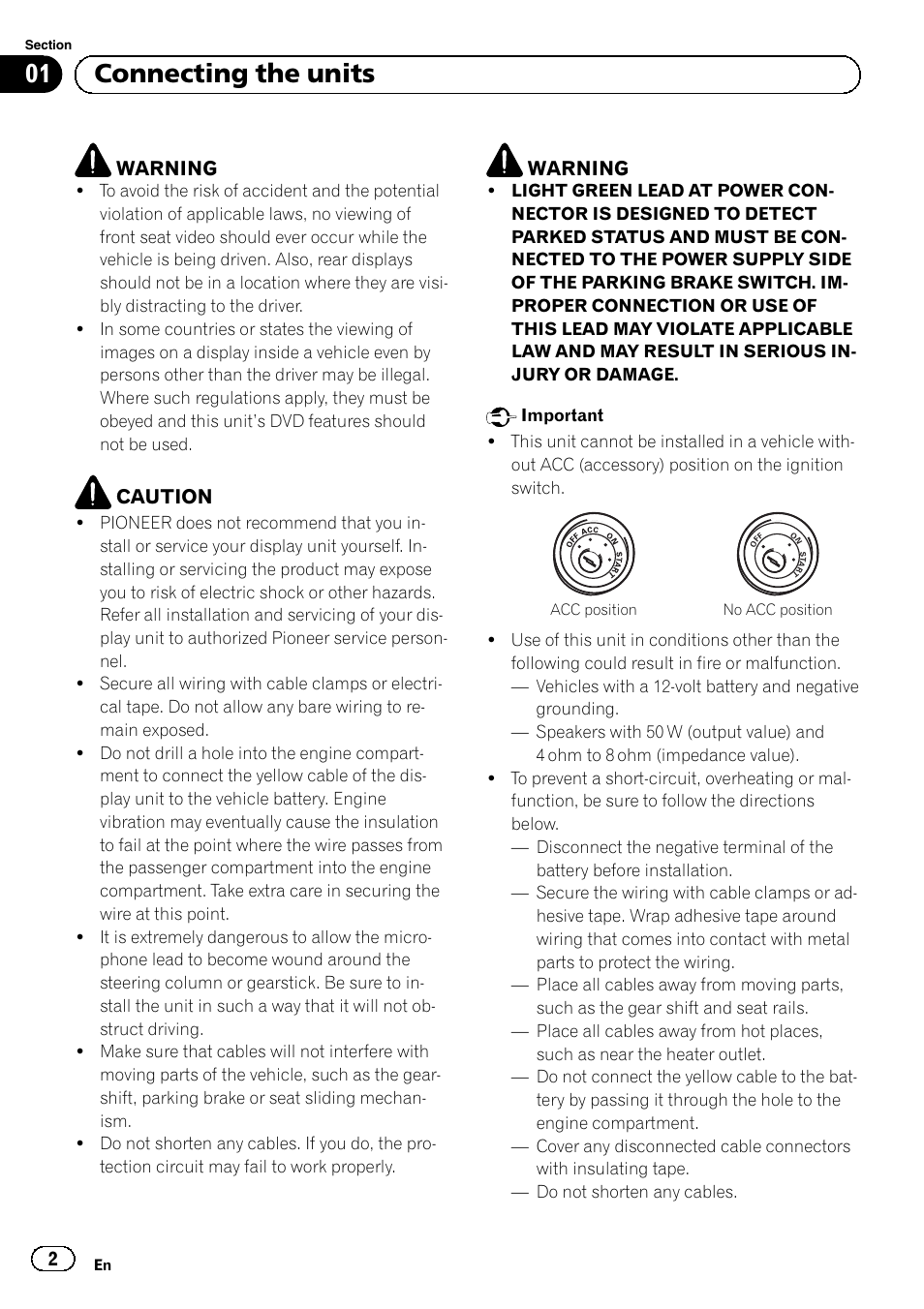 01 connecting the units | Pioneer AVH-5300DVD User Manual | Page 2 / 76