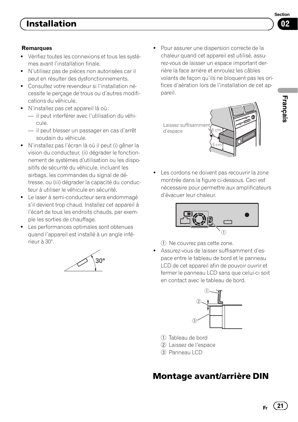 Montage avant/arrière din, 02 installation | Pioneer AVH-5300DVD User Manual | Page 21 / 76