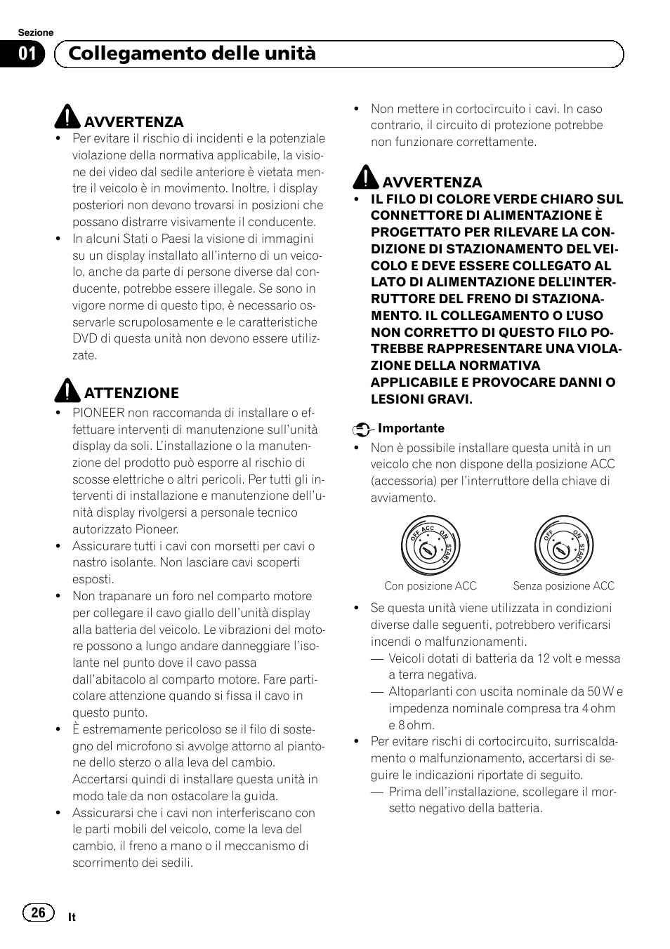 01 collegamento delle unità | Pioneer AVH-5300DVD User Manual | Page 26 / 76