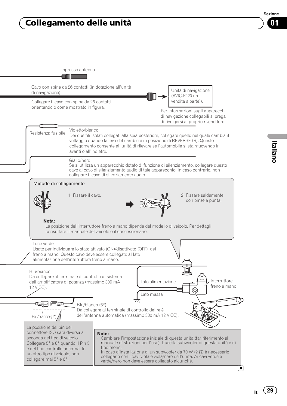 01 collegamento delle unità, Italiano | Pioneer AVH-5300DVD User Manual | Page 29 / 76