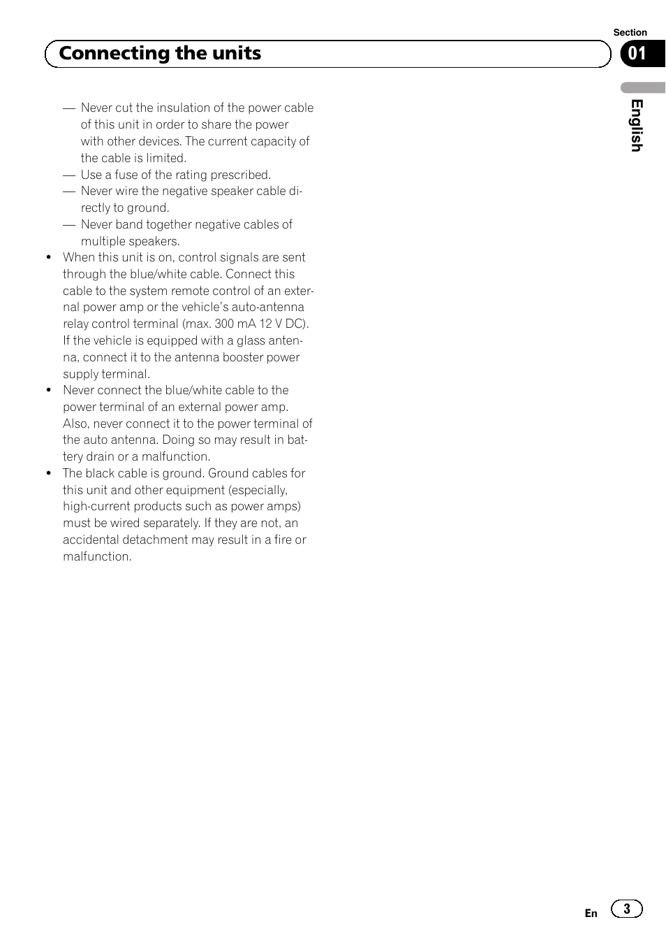 01 connecting the units | Pioneer AVH-5300DVD User Manual | Page 3 / 76