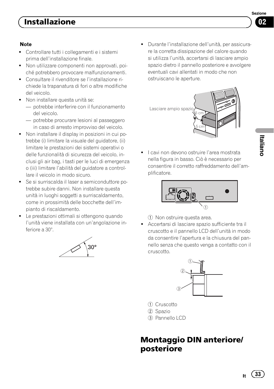 Montaggio din anteriore/ posteriore, 02 installazione | Pioneer AVH-5300DVD User Manual | Page 33 / 76