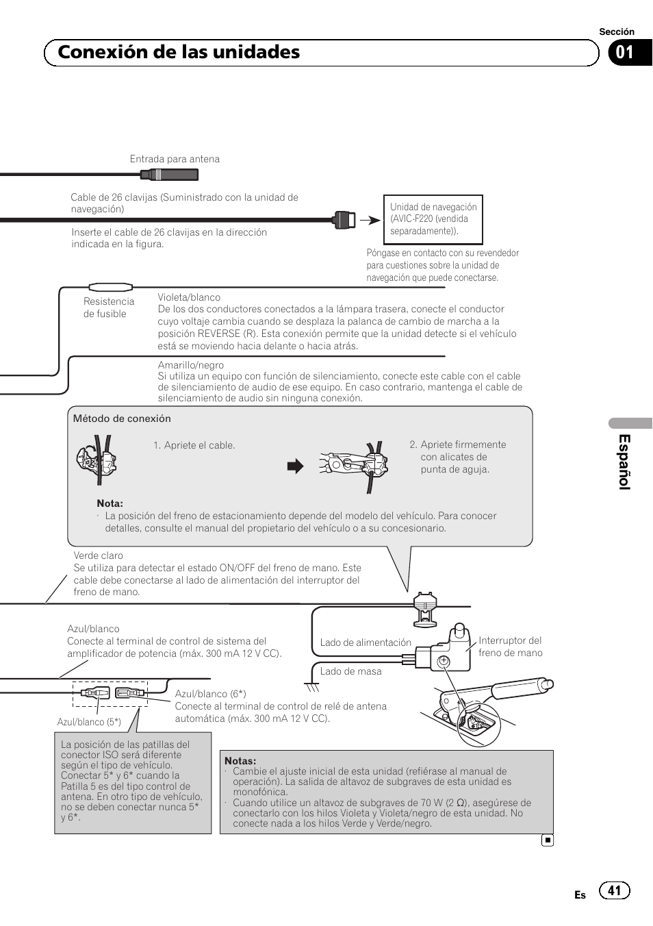 01 conexión de las unidades, Español | Pioneer AVH-5300DVD User Manual | Page 41 / 76