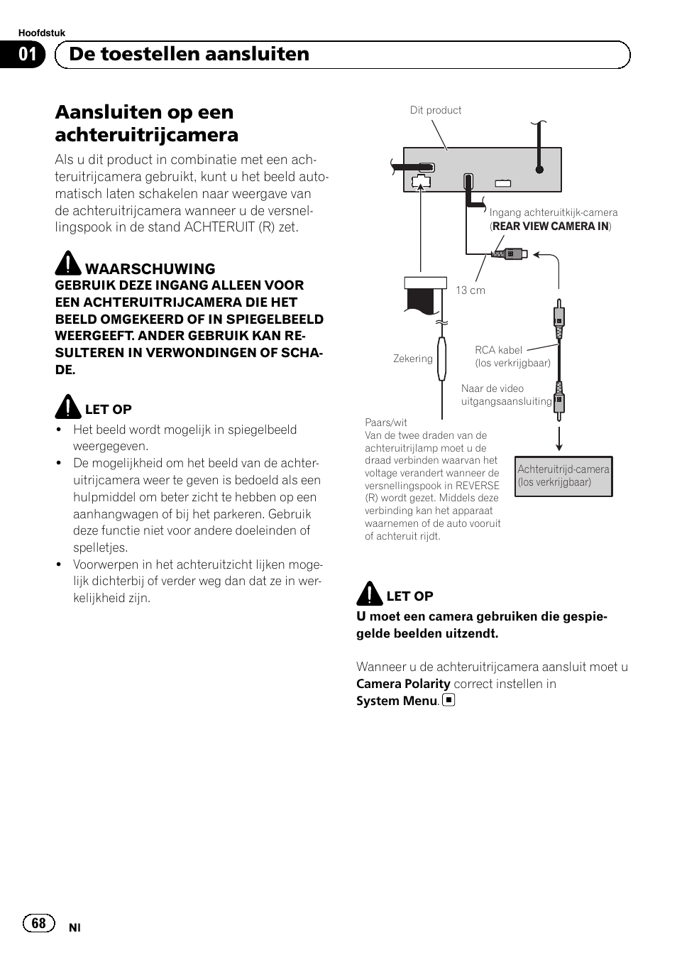 Aansluiten op een achteruitrijcamera, 01 de toestellen aansluiten | Pioneer AVH-5300DVD User Manual | Page 68 / 76