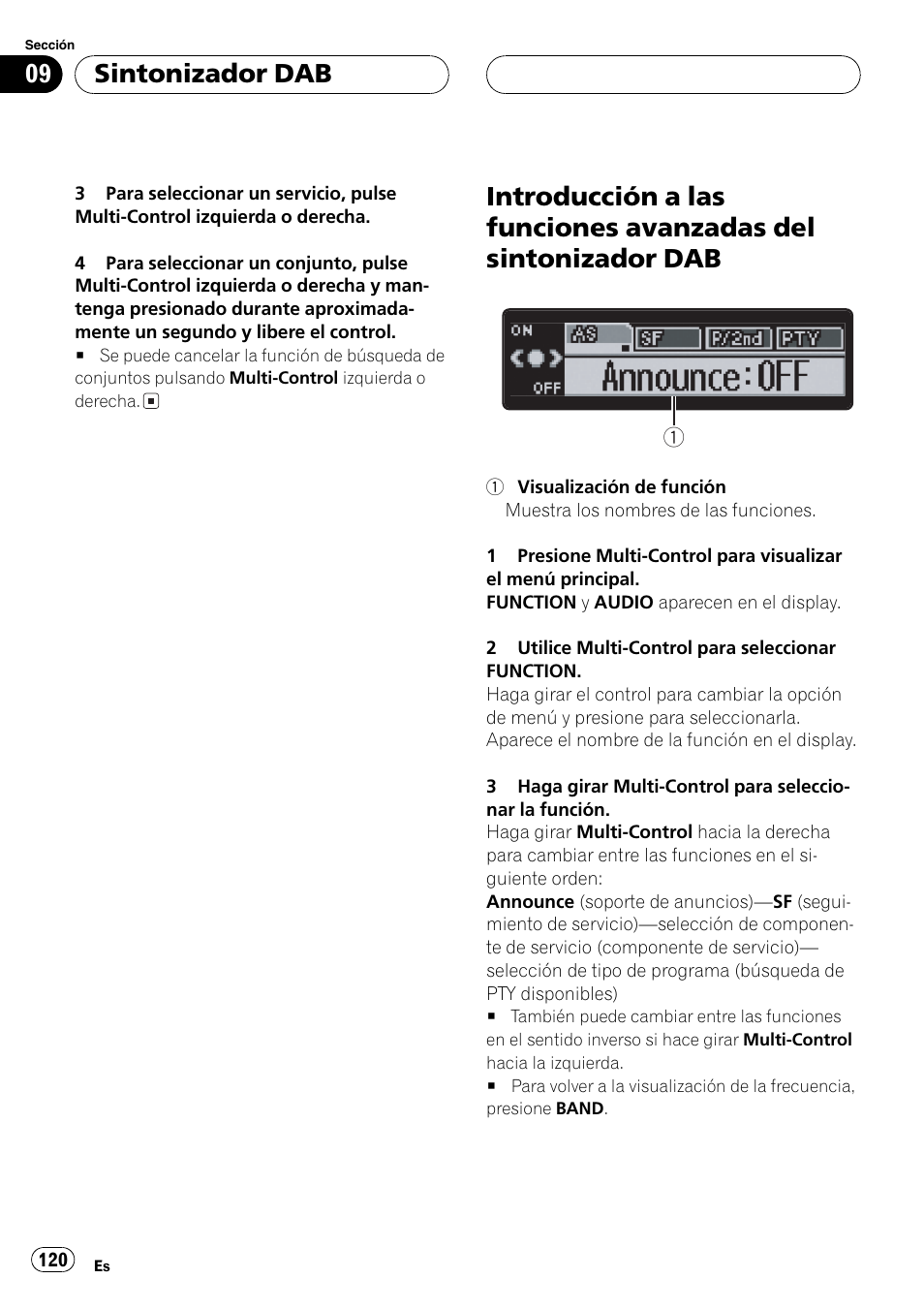 Introducción a las funciones avanzadas del, Sintonizador dab 120, Sintonizador dab | Pioneer DEH-P80MP User Manual | Page 120 / 155