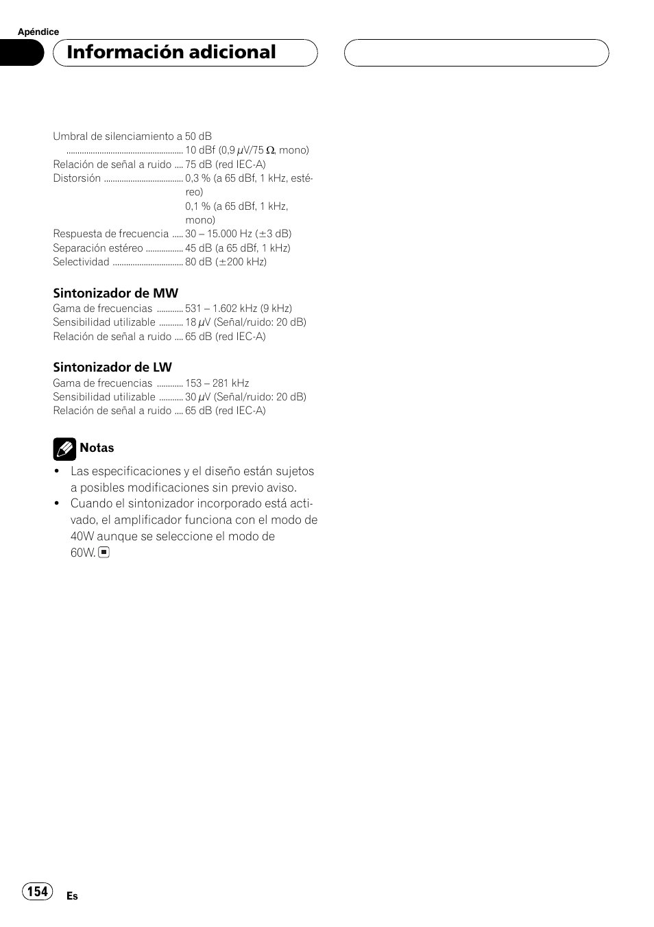 Información adicional | Pioneer DEH-P80MP User Manual | Page 154 / 155