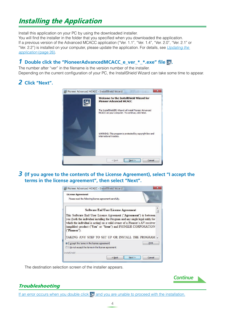 Installing the application | Pioneer VSX-920-K User Manual | Page 4 / 35