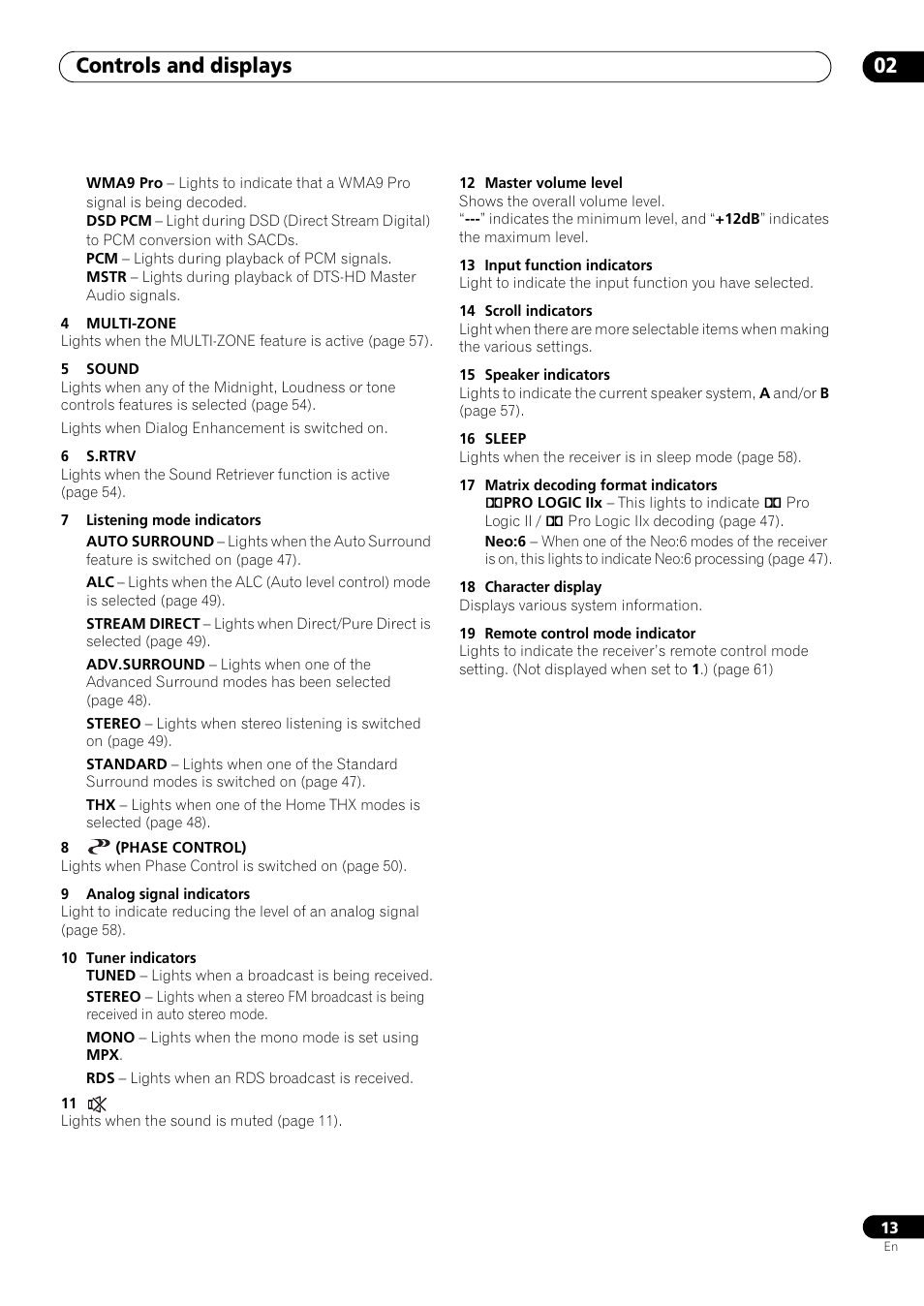 Controls and displays 02 | Pioneer VSX-LX53 User Manual | Page 13 / 110