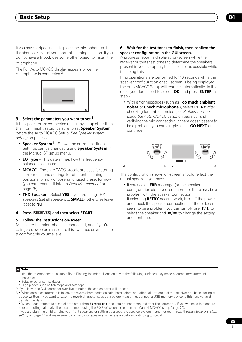 Basic setup 04, 3select the parameters you want to set, Receiver | Pioneer VSX-LX53 User Manual | Page 35 / 110