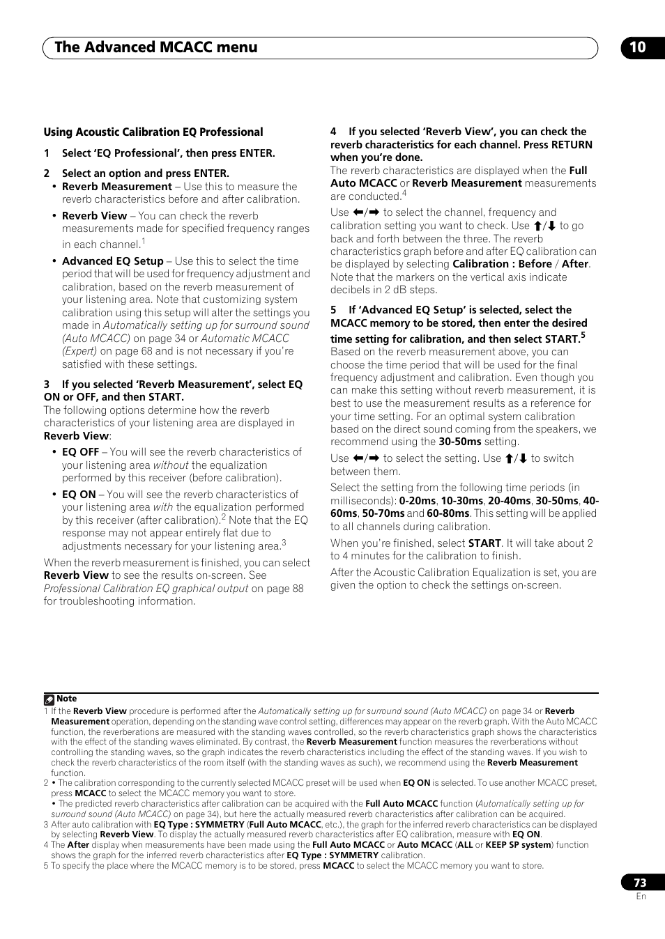The advanced mcacc menu 10 | Pioneer VSX-LX53 User Manual | Page 73 / 110